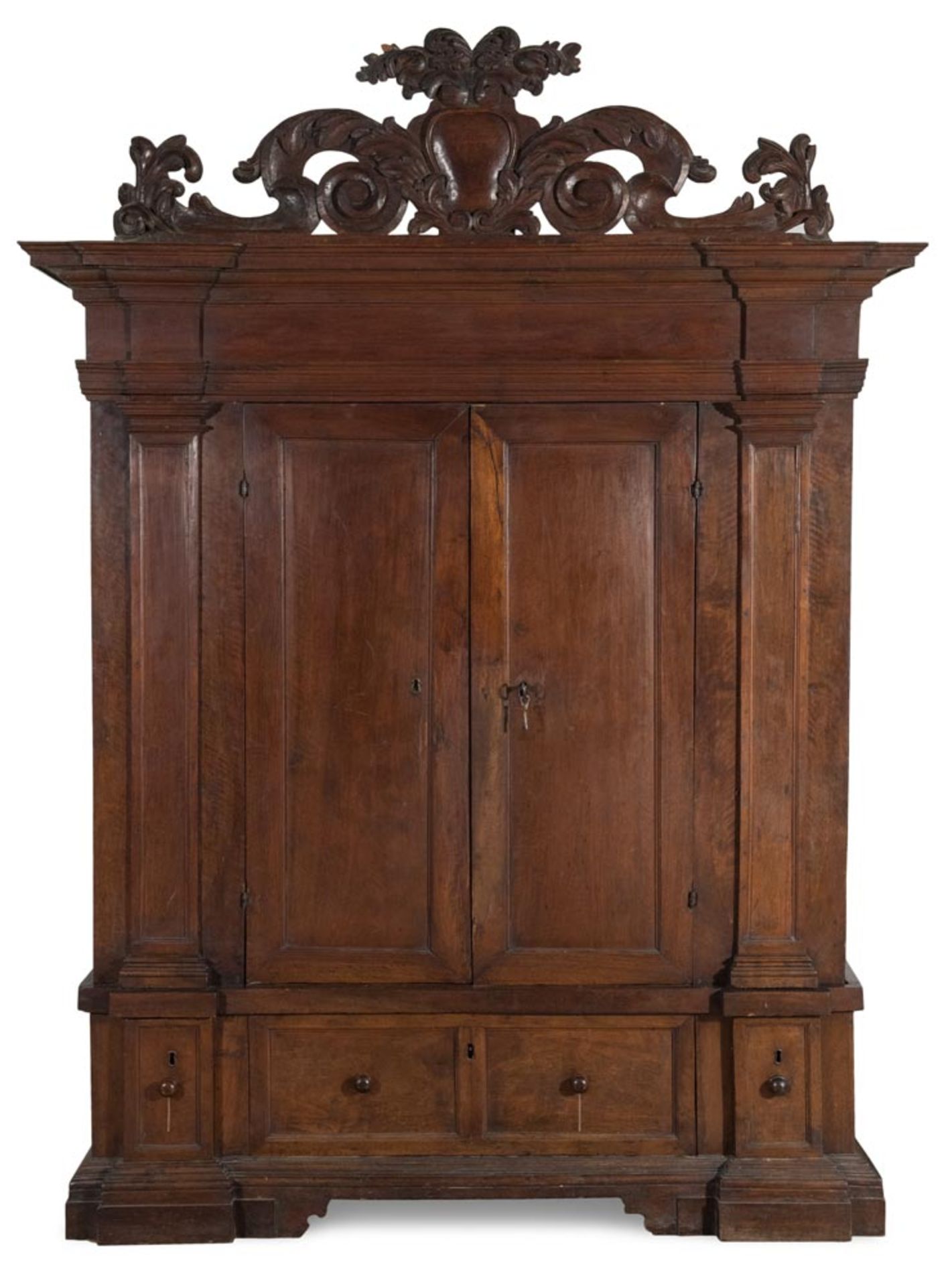 Walnut wardrobe, Parma/Reggio Emilia, 17th Century.