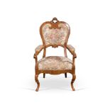 Luigi Filippo walnut armchair, Northern Italy, 19th Century.