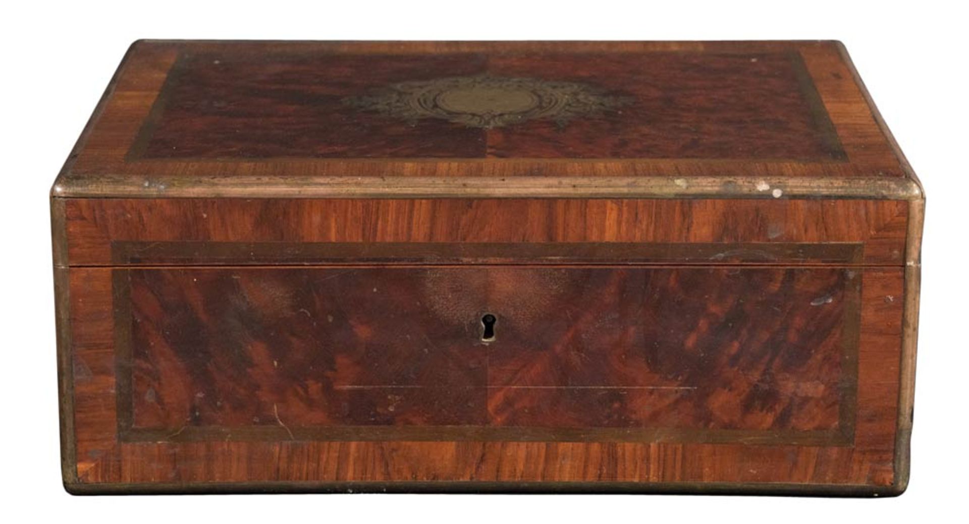 Burl walnut and walnut portable traveling secretary writing desk box, France, late 19th Century. - Bild 2 aus 2