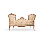 Luigi Filippo walnut sofa, Northern Italy, 19th Century.