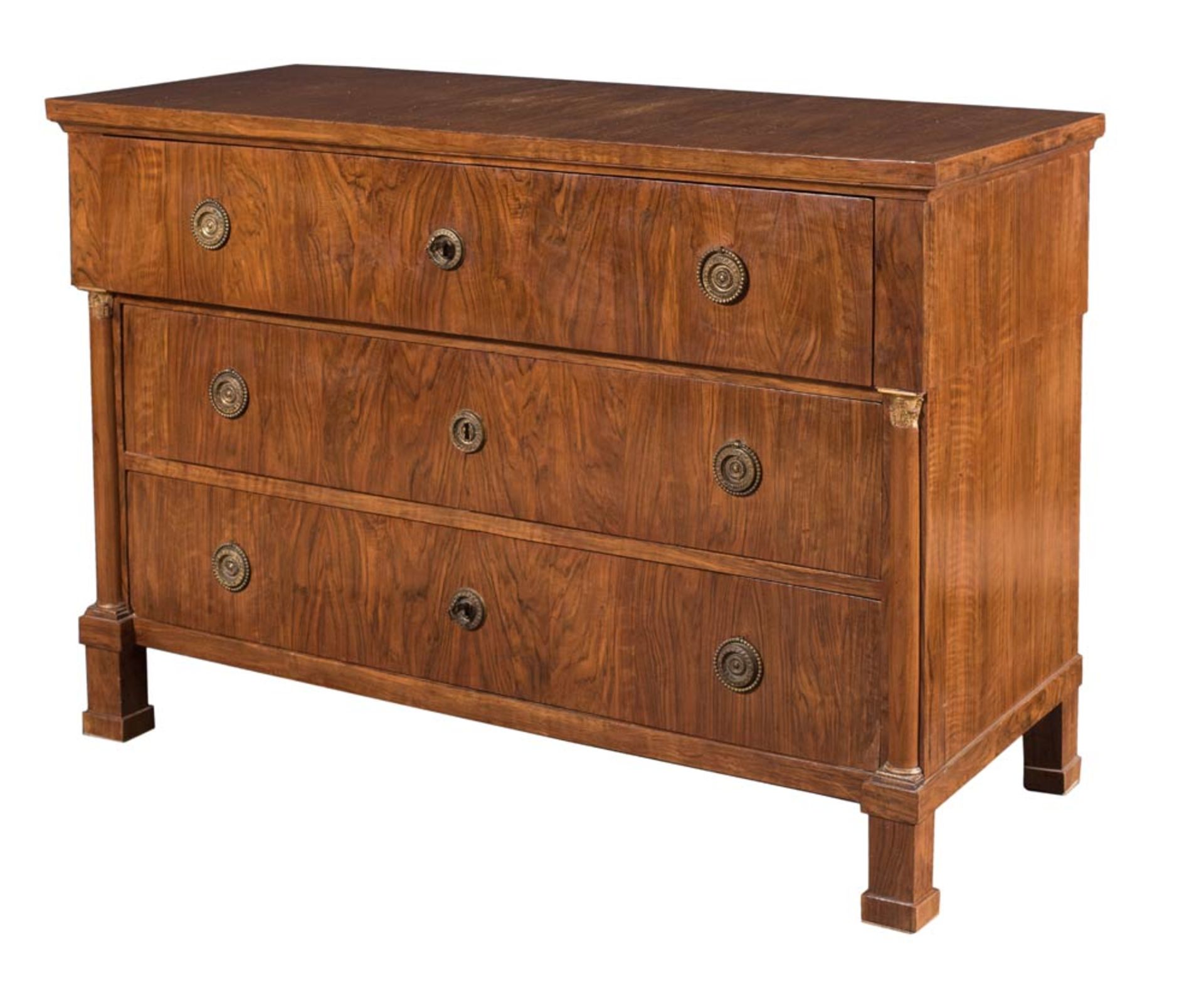 Walnut veneered commode, 19th Century, Empire Period. - Image 2 of 2