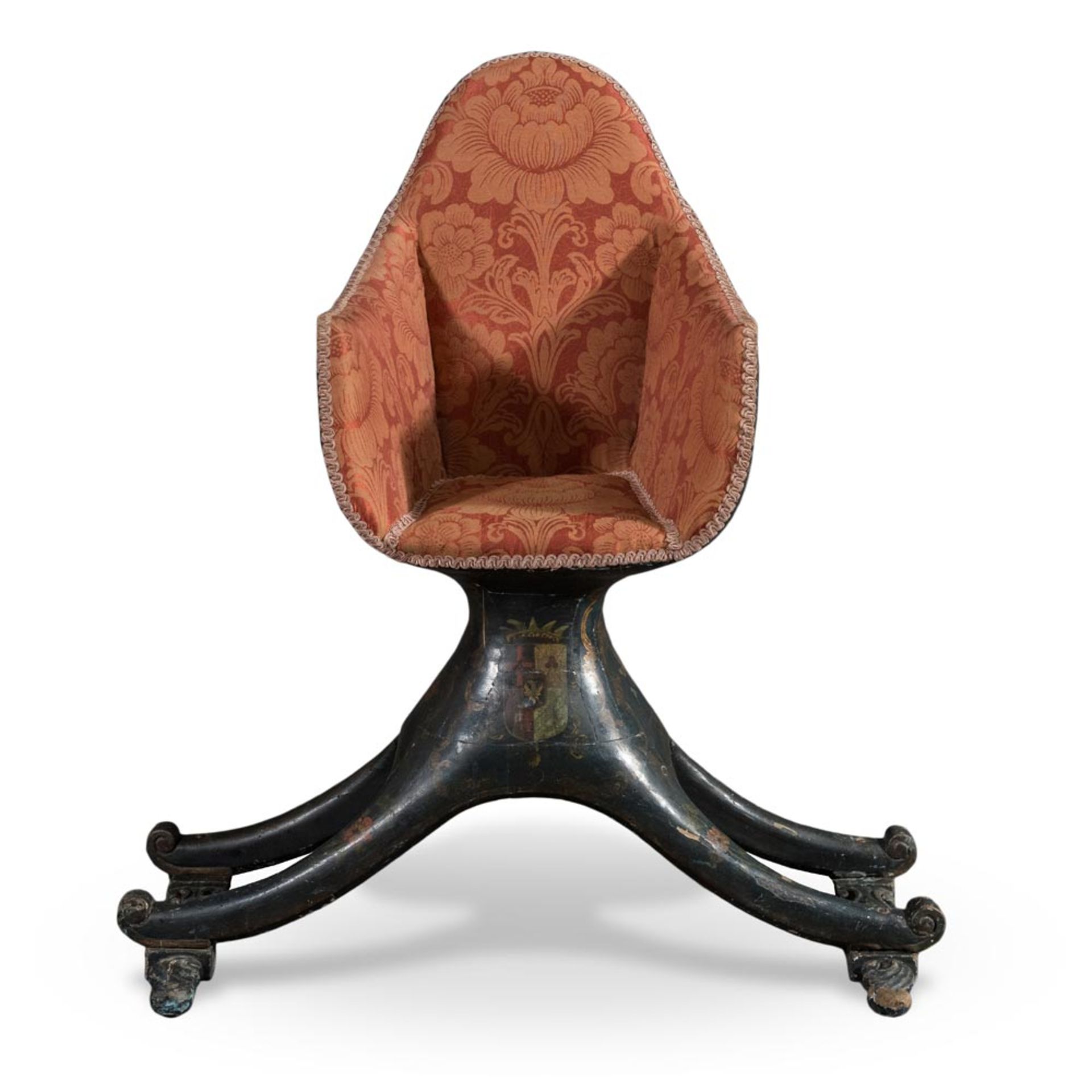 Painted wood 'Gondola' armchair, 18th Century.