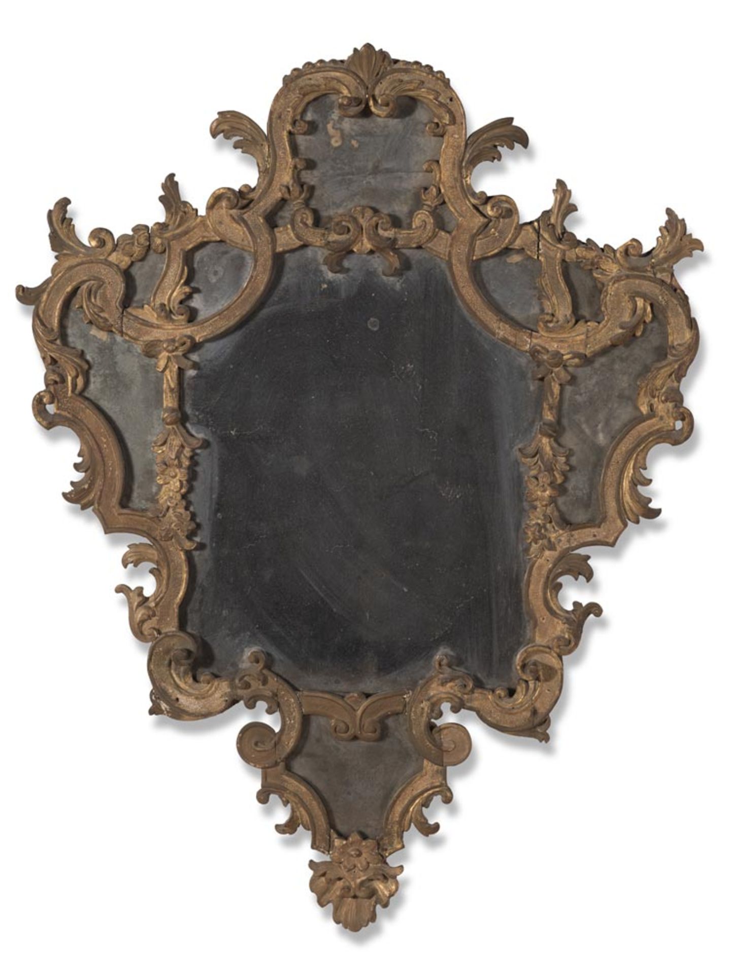 Carved and gilt wood mirror, Genova, 18th Century.