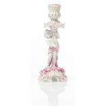 Capodimonte, Candeliere in porcellana dipinta e oro, "Bimbo con cornucopia", XX sec.