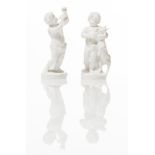 Ginori, Coppia di figurine in porcellana bianca, "Bambini con animali", XX sec.