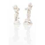 Due statuine in ceramica di Bassano, "Angeli suonatori", XX sec.