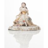 Capodimonte, Figura in porcellana policroma, "Dama seduta", XX sec.