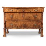 Walnut veneer chest of drawers, 19th Century, Empire Period.