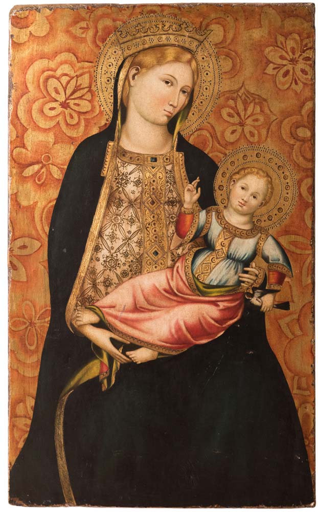 19th Century Painter, “Madonna con Bambino benedicente e uccellino”.