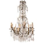 Metal and crystal chandelier, early 20th Century.