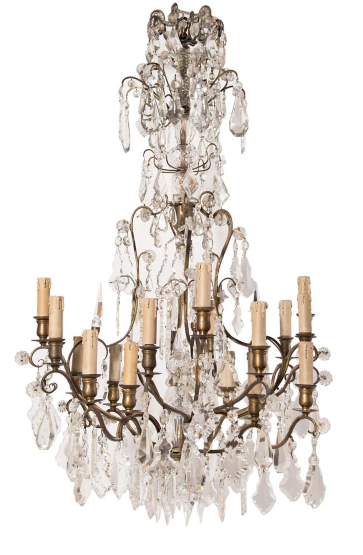 Metal and crystal chandelier, early 20th Century.