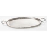 Oval silver tray with handles, Milano, 20th Century.