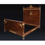 Empire bronze-mounted and mahogany bed, Lucca, 19th Century.