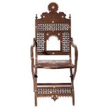 Carved and Mother-of-pearl inlaid wood folding chair, Turkey, 19th Century – 20th Century.