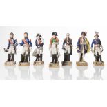 Group of seven porcelain figures, "Napoleon and hiis Generals", Vecchia Parigi, 50s ca.