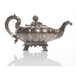 "Melon" silver teapot, England, London, 1841.