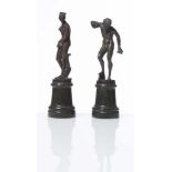Pair of bronze sculpture, "Venere Anadiomene" and "Pan suona i cimbali"