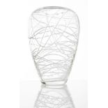 Murano glass vase with white filaments, Murano, 80s.