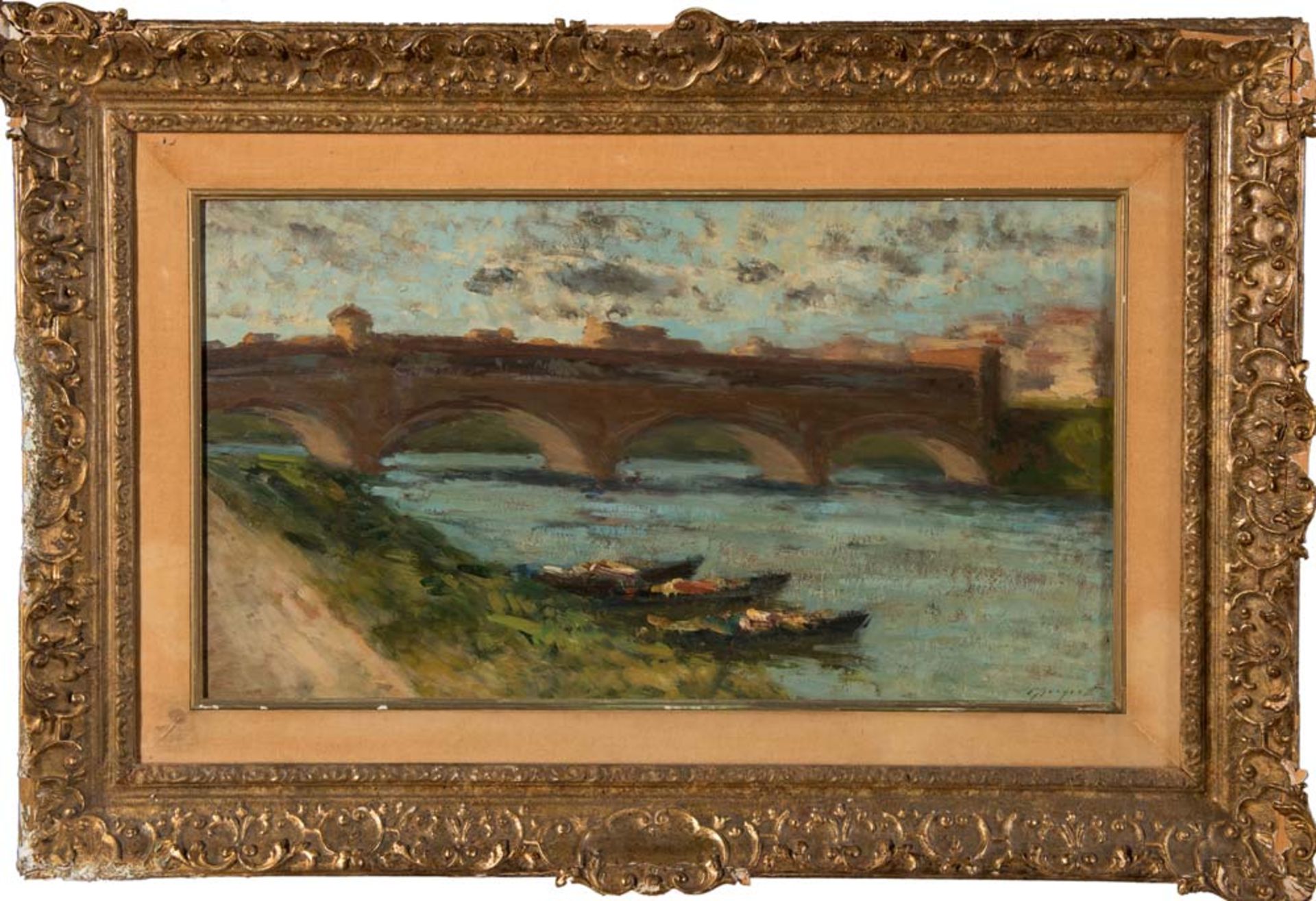 Mario Borgiotti (Livorno 1906 - Firenze 1977), "Firenze, Ponte delle Grazie".