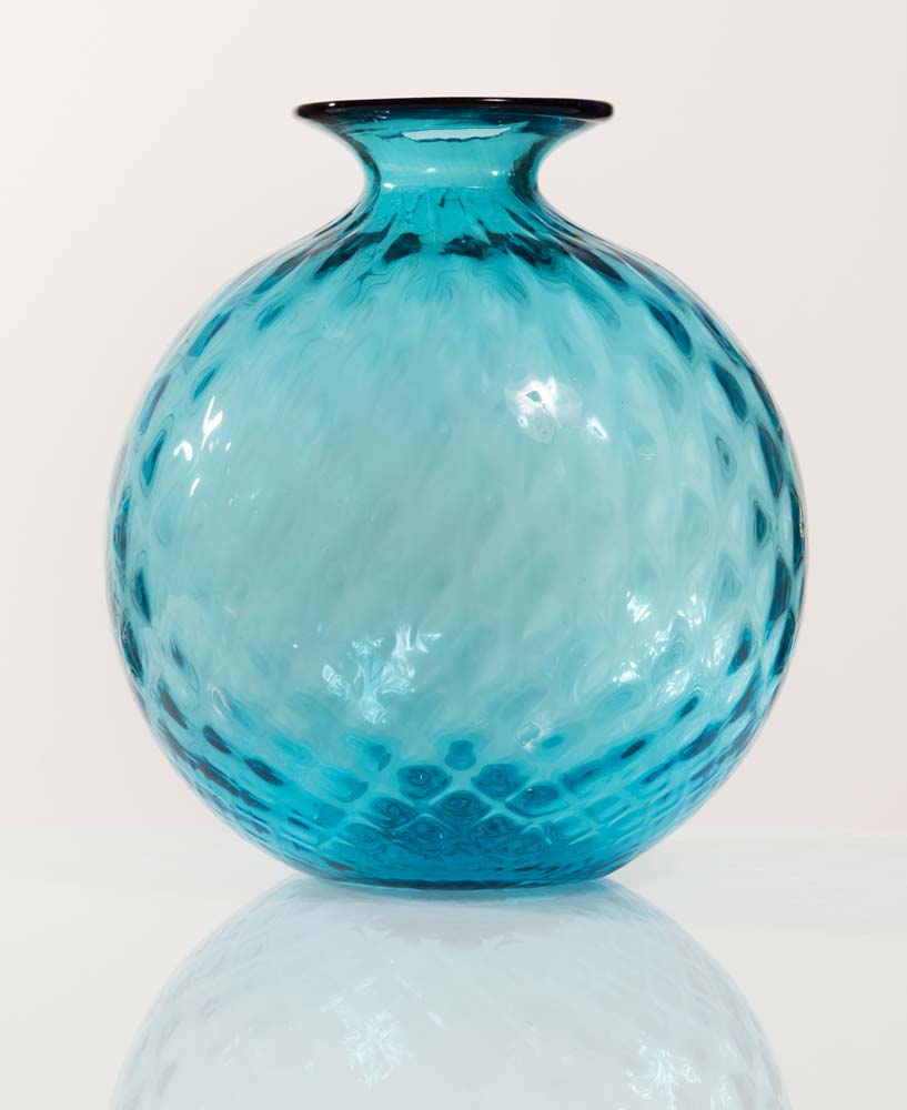 Venini Monofiori Balloton, Murano glass light blue vase, Murano, 90s.