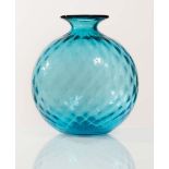 Venini Monofiori Balloton, Murano glass light blue vase, Murano, 90s.