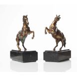 Pair of Bronze sculptures, "Cavalli Rampanti", 20th Century.