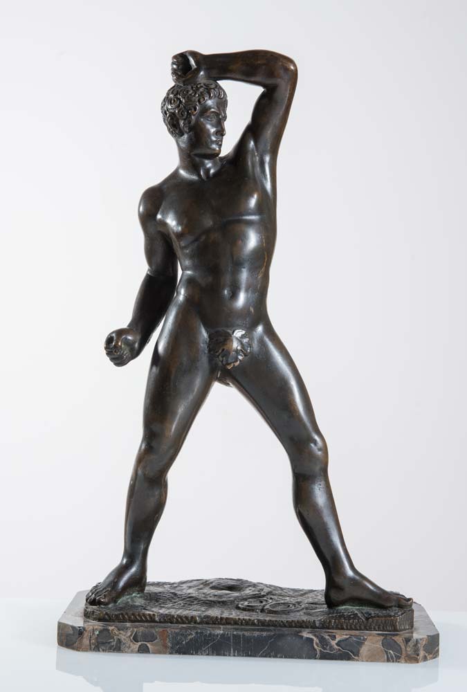 Bronze sculpture, "Lottatore", 20th Century.