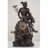 Antonio Pandiani (Milano 1838 - 1928), Bronze figural clock with "Hermes".