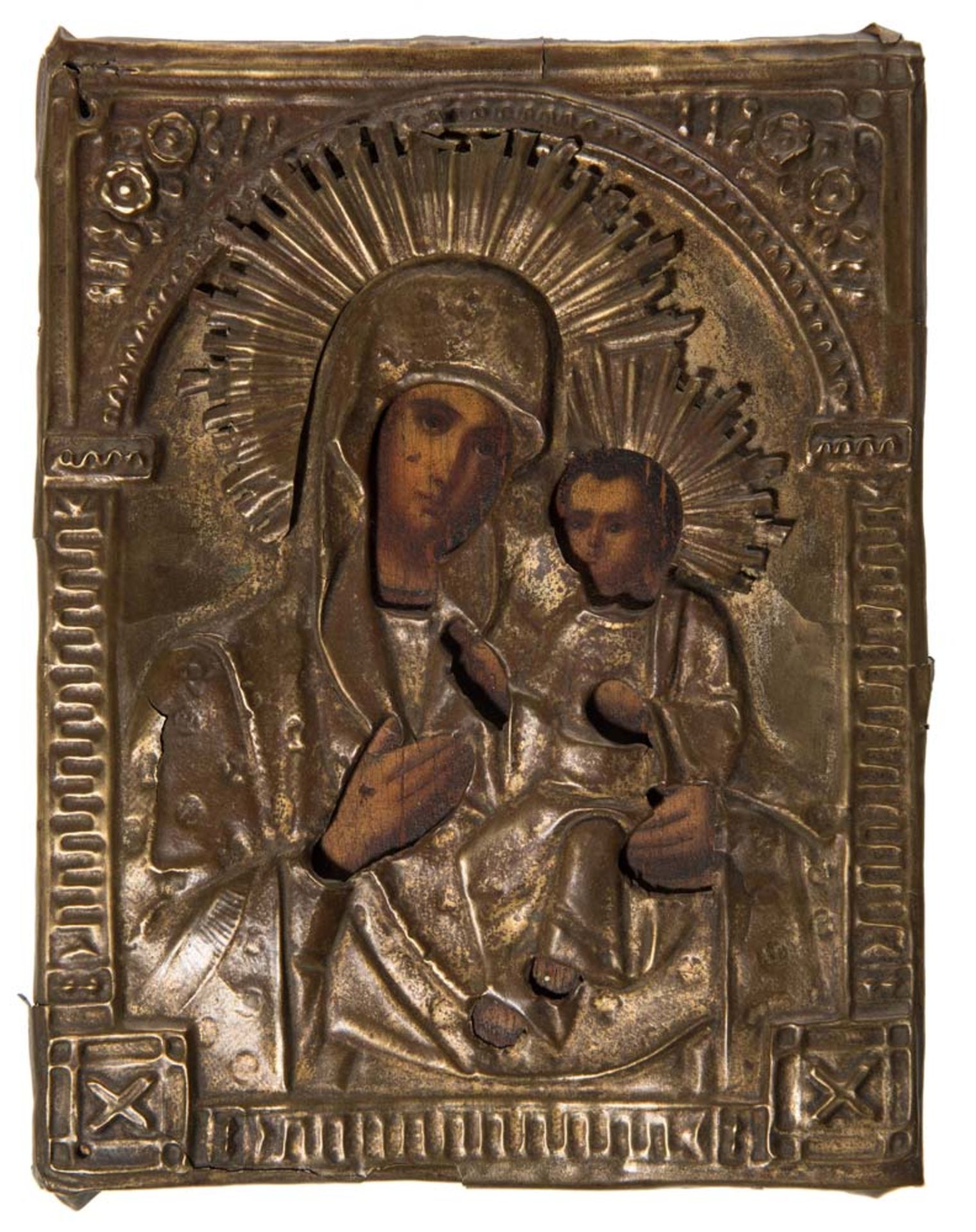 19th Century Painter, Icon, "Madonna con Bambino".