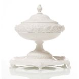 White ceramic soup tureen with tray, 20th Century.