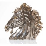 Silver and gold porcelain sculpture, "Testa di cavallo", Italy, 80s.