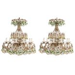 Pair of thirteen-light chandeliers, attributed to Maison Baguès, 20th Century.