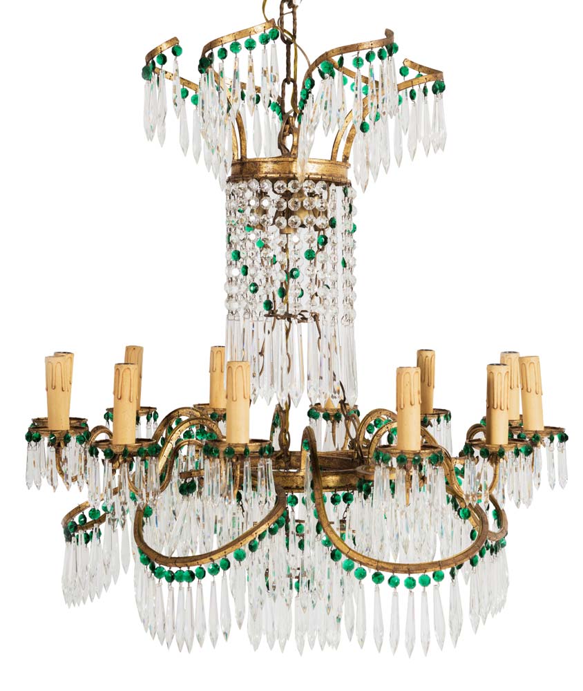 Twelve-light chandelier, attributed to Maison Baguès, 20th Century.