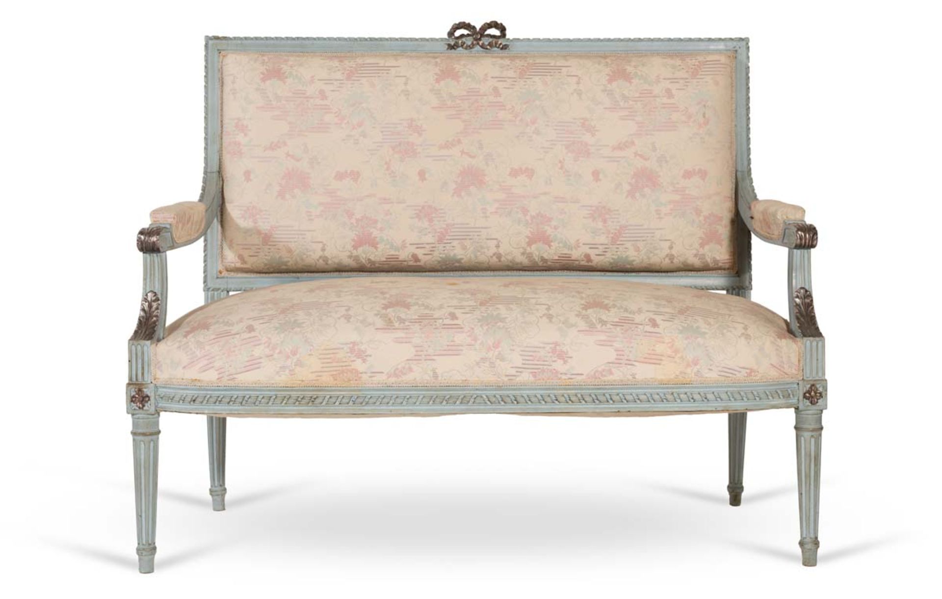 Carved and lacquered two-seater sofa, 20th Century.