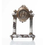 Marble columns table clock, 20th Century.