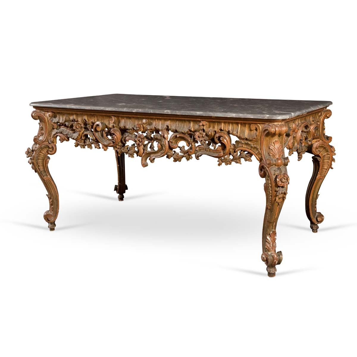 Carved, lacquered and partially gilt wood centre table, 20th Century.