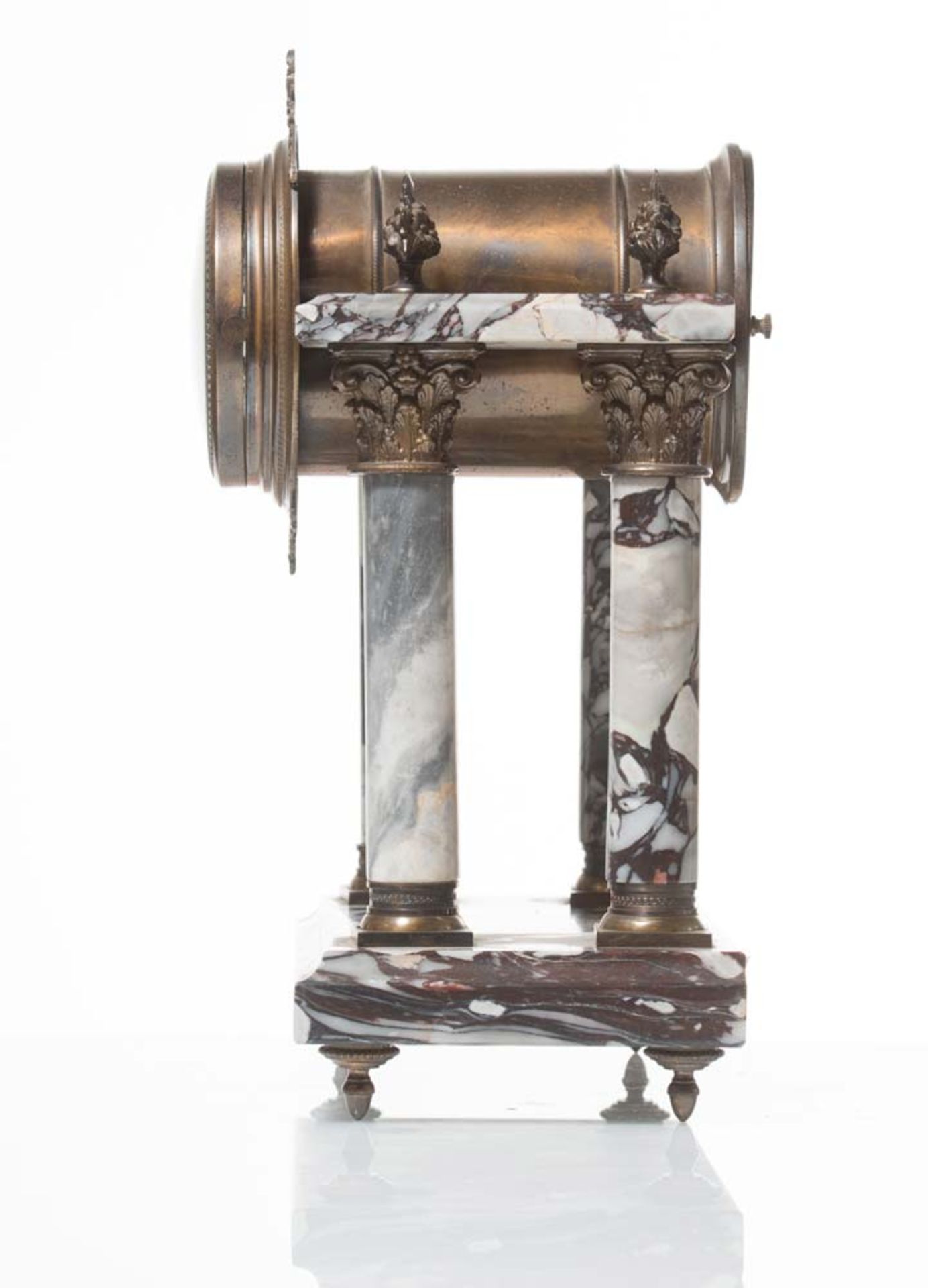 Marble columns table clock, 20th Century. - Image 3 of 3