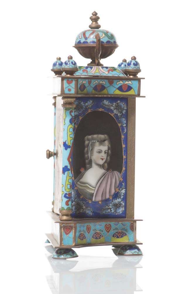 Bronze Cloisonné table clock, China, 20th Century. - Image 2 of 3