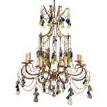 Nine-light chandelier, 20th Century.