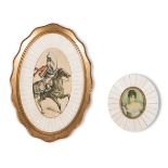 Two ivory oval frame, 20th Century.