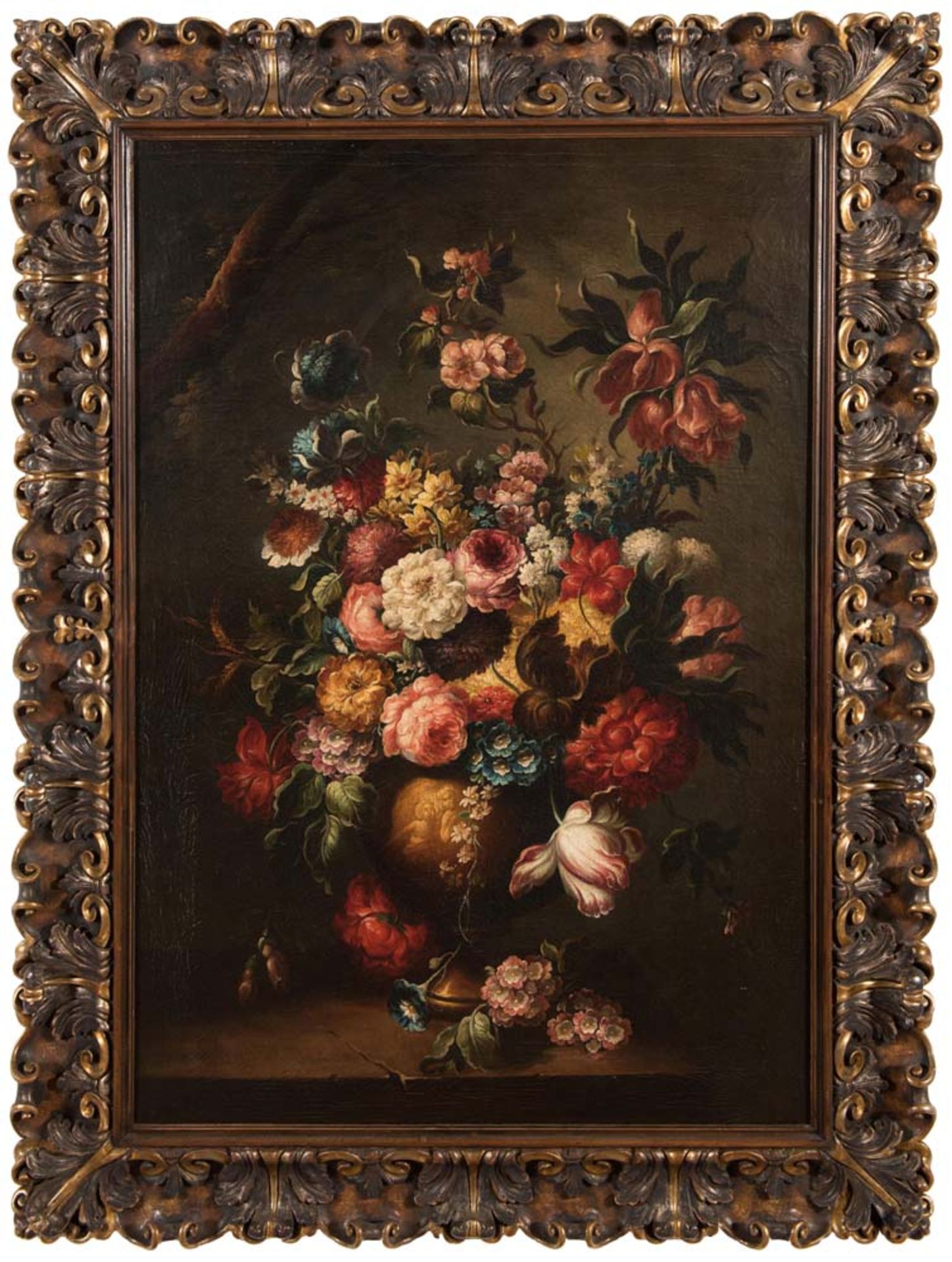 20th Century Painter, Pair of "Nature morte con vaso di fiori". - Image 2 of 3