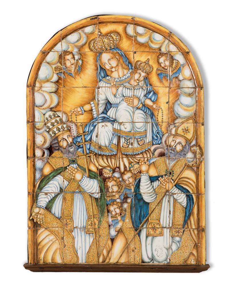 Panel made by polichrome Majolica tiles with "Scena Sacra", Sicily