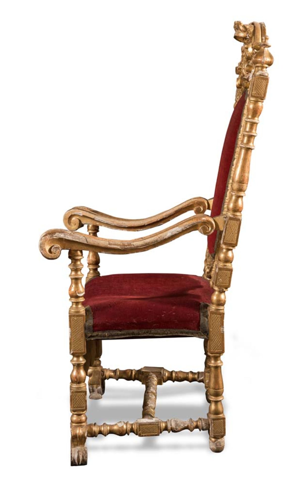 Carved and gilt wood throne, 18th Century. - Bild 3 aus 3