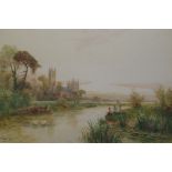 STUART LLOYD RBA (British 1845 - 1929) CANTERBURY CATHEDRAL FROM THE STOUR Watercolour, signed, 49.5