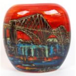 *An Anita Harris Art Pottery 'Forth Bridge' vase hand painted by Anita Harris, depicting the