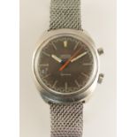 An Omega Chronostop Geneve a single button Chronostop, with slate grey dial, orange second hand,