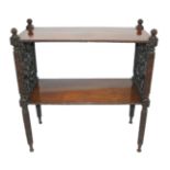 An Anglo-Indian rosewood two-tier buffet with fruiting finials joined by gadrooning above pierced