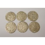 Alexander III (1249-1286) Six Long Cross pennies. 2nd Coinage. Condition fine to very fine (6)