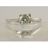 An 18ct white gold solitaire diamond ring of estimated approx 0.40cts in four claw closed back