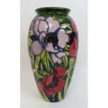 A Moorcroft Anemone Tribute pattern vase designed by Emma Bossons, circa 2002, the slightly tapering